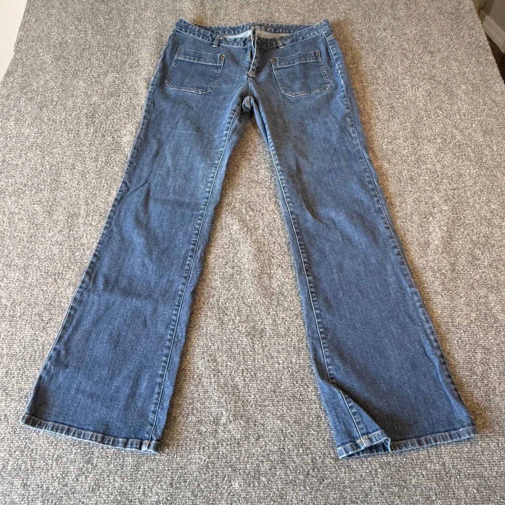 Michael Kors Womens Flare Leg Jeans Blue Medium Wash Gold Horsebit Hardware 10